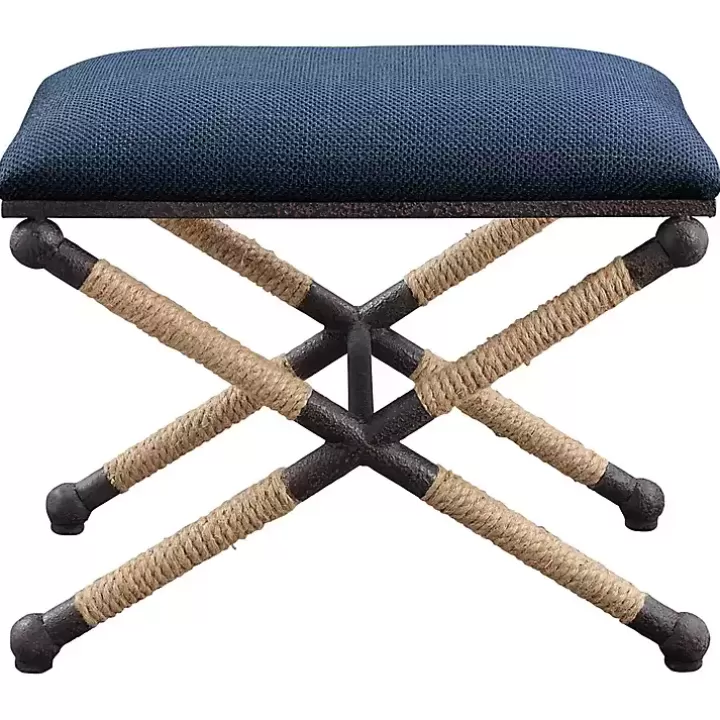 Outlet Navy Seat and Black Metal Ottoman Benches & Ottomans