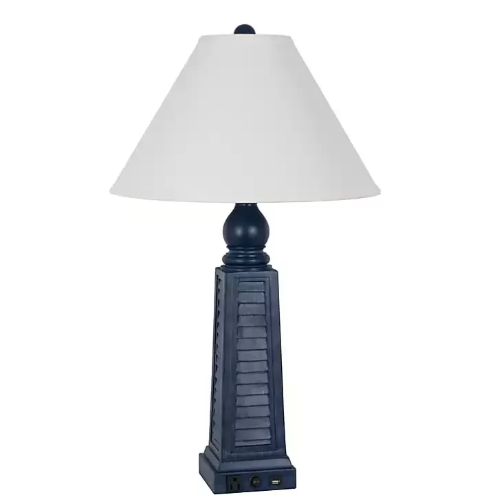 Shop Navy Shutter Charging Table Lamps, Set of 2 Table Lamps