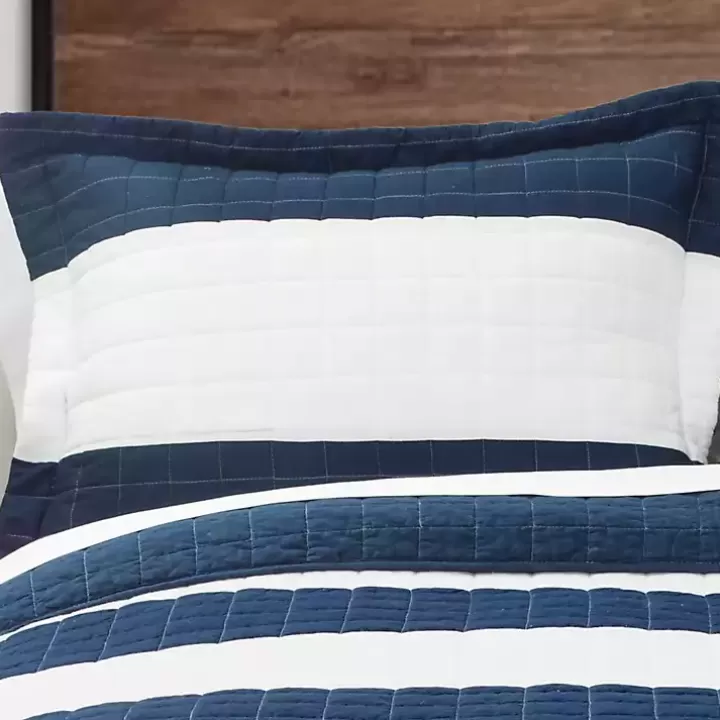 Sale Navy Stripe 3-pc. Full/Queen Quilt Set Quilts