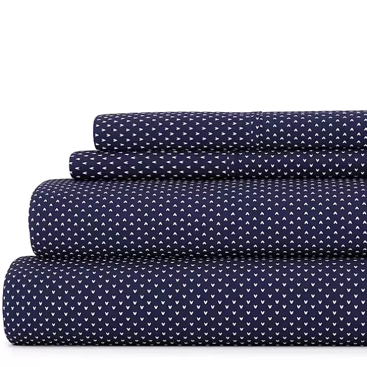 New Navy Tiny Hearts 3-pc. Twin Sheet Set Bed Sheets