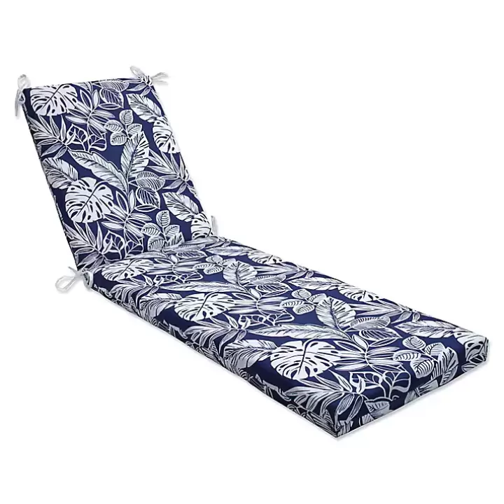 Shop Navy Tropical Foliage Outdoor Chaise Cushion Outdoor Cushions & Pillows