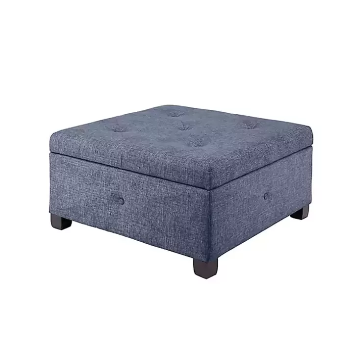 Sale Navy Tufted Square Storage Ottoman Benches & Ottomans