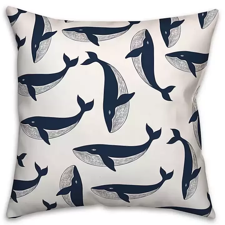 Fashion Navy Whale Outdoor Pillow Outdoor Cushions & Pillows