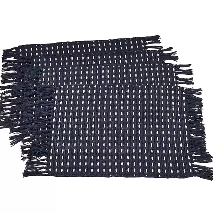 Outlet Navy Woven Dashed Placemats, Set of 4 Table Linens