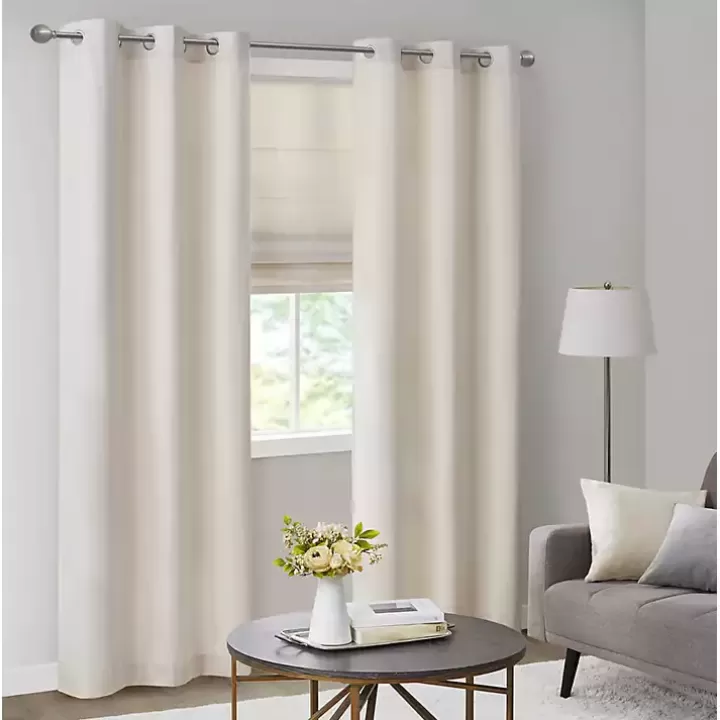 Hot Neutral Basketweave Curtain Panel Set, 84 in. Curtains & Drapes