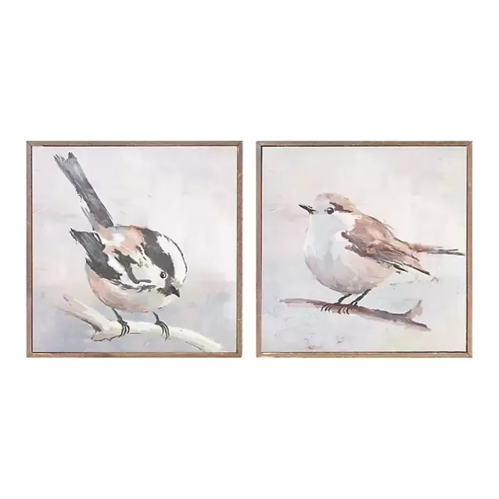 Discount Neutral Birds Framed Canvas Art Prints, Set of 2 Canvas Art