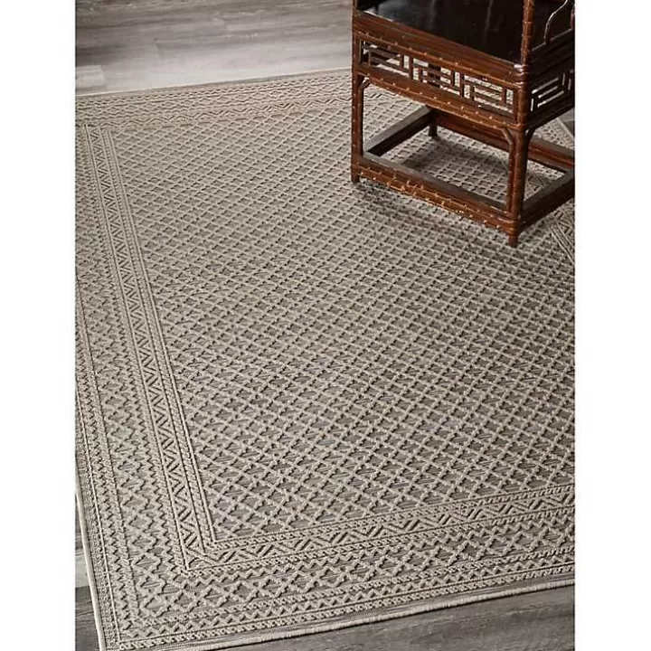 Shop Neutral Bordered Lattice Outdoor Area Rug, 5x7 Outdoor Rugs