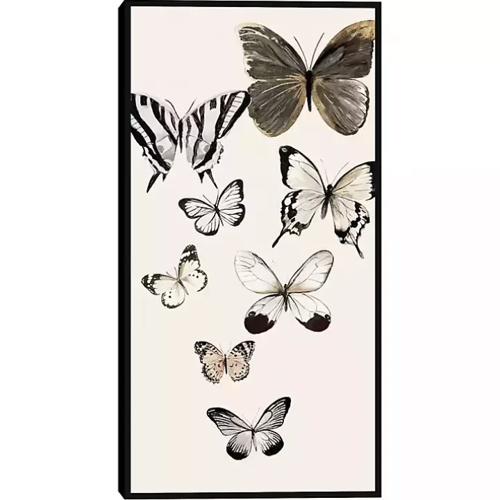 Discount Neutral Butterflies Framed Canvas Art Print Framed Art