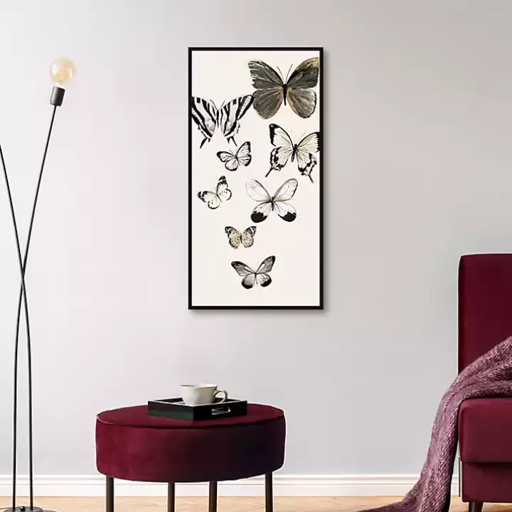 Discount Neutral Butterflies Framed Canvas Art Print Framed Art