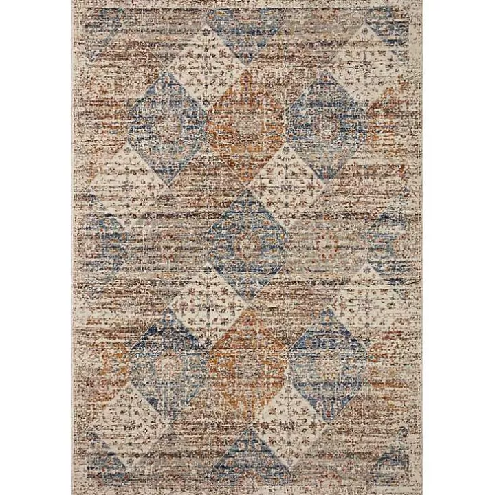 Cheap Neutral Diamond Patchwork Area Rug, 7x10 Area Rugs