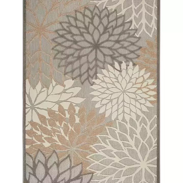 Cheap Neutral Floral Burst Outdoor Area Rug, 5x7 Outdoor Rugs