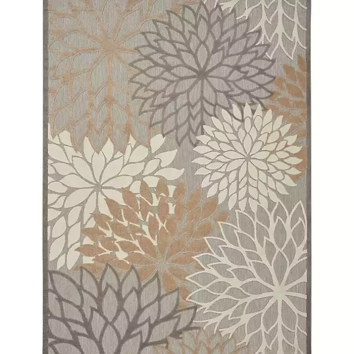 Cheap Neutral Floral Burst Outdoor Area Rug, 7x10 Outdoor Rugs
