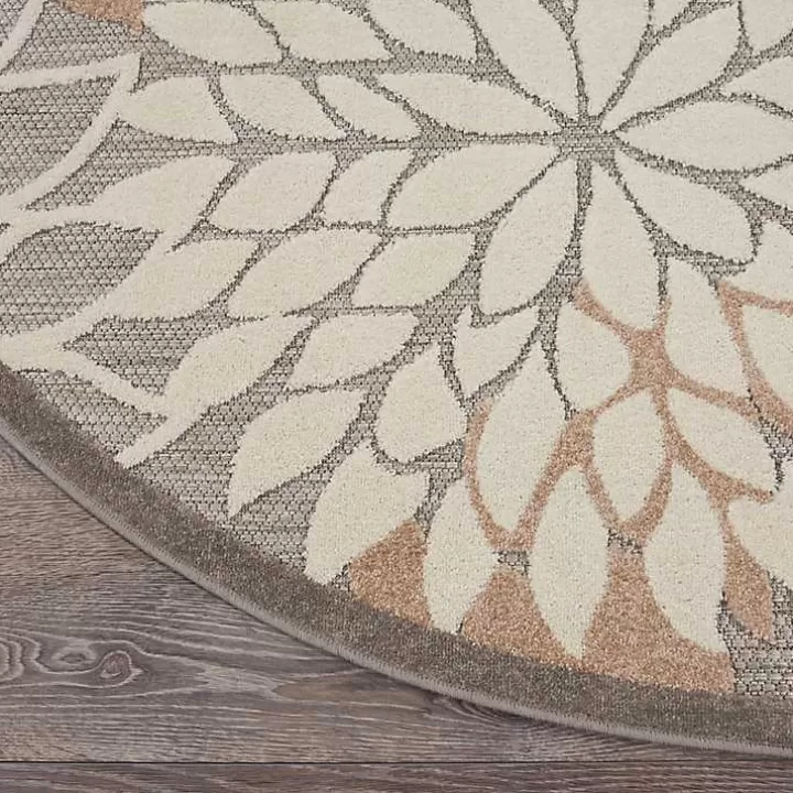 Cheap Neutral Floral Burst Outdoor Round Area Rug, 7 ft. Outdoor Rugs