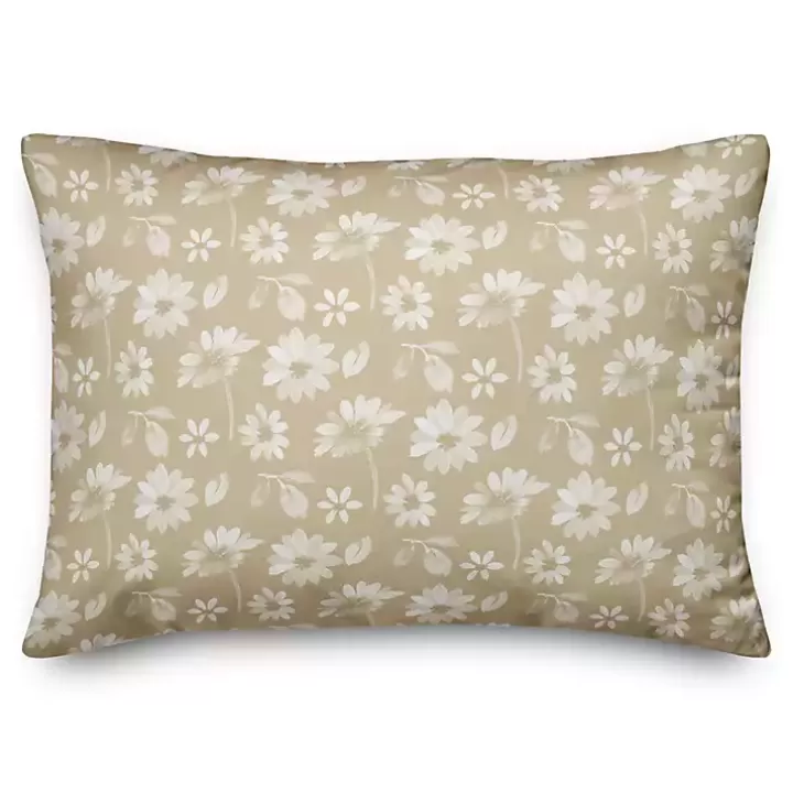 Best Sale Neutral Floral Outdoor Throw Pillow Outdoor Cushions & Pillows