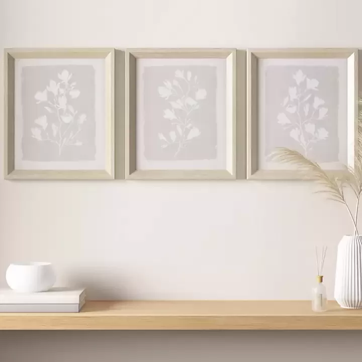 Sale Neutral Floral Sprigs 3-pc. Framed Art Set Framed Art