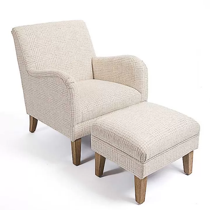 Hot Neutral Houndstooth 2-pc. Chair and Ottoman Set Accent Chairs