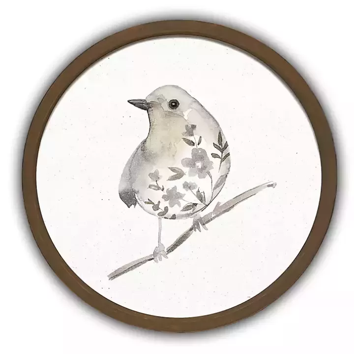 Outlet Neutral Sage Bird II Round Framed Art Print Framed Art