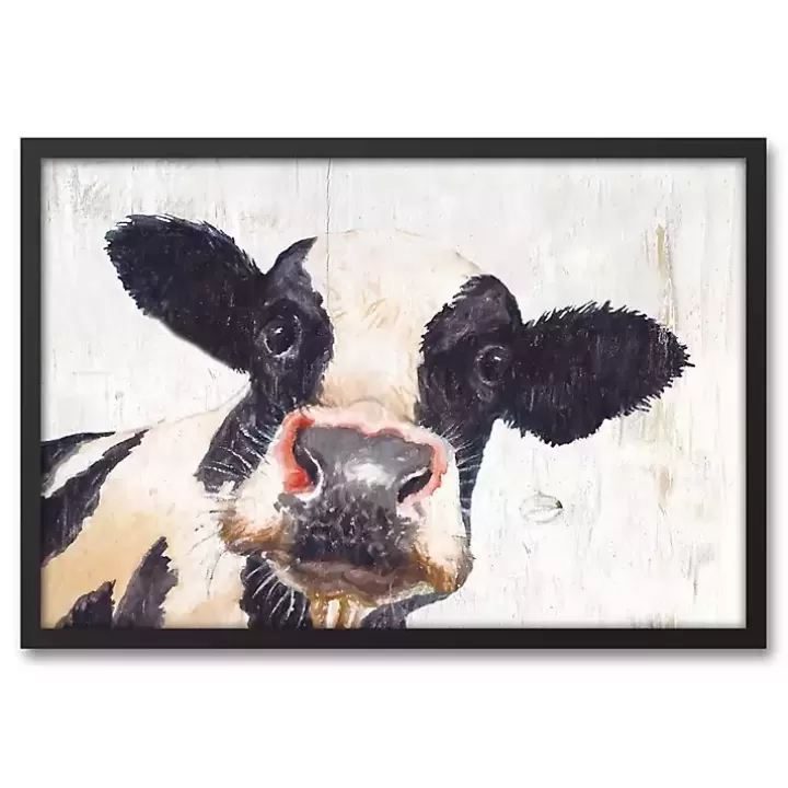 Cheap Neutral Staring Cow Framed Canvas Art Print Framed Art