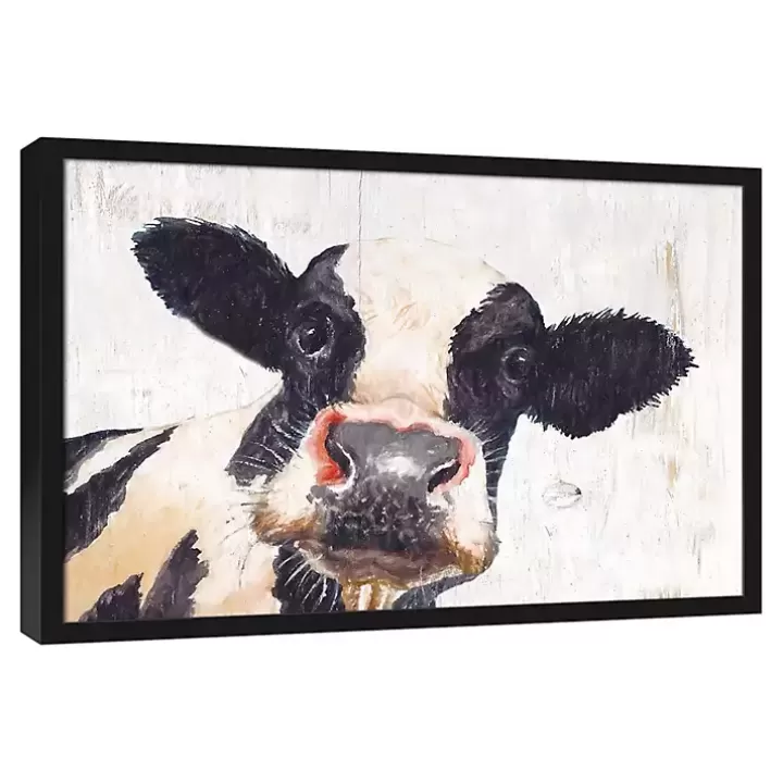 Cheap Neutral Staring Cow Framed Canvas Art Print Framed Art