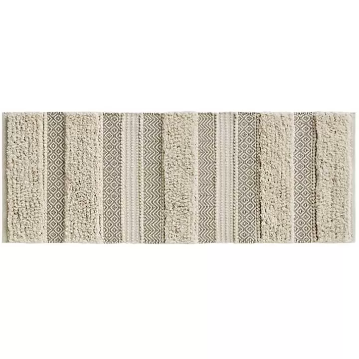 Hot Neutral Tufted Stripes Woven Bath Runner Bathroom Rugs