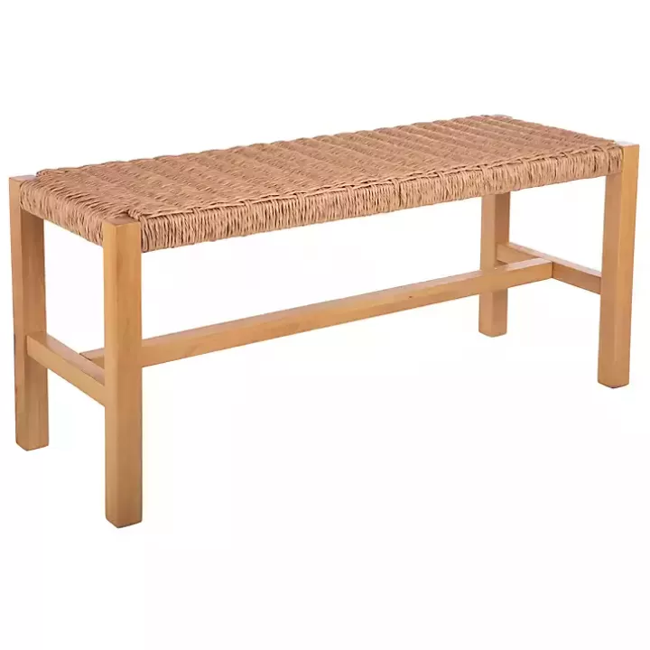 Hot Newport Natural Wood and Rattan Bench Entryway Furniture