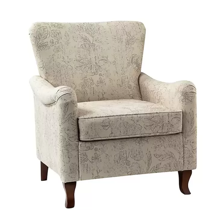 Discount Nicola Beige Linen Upholstered Armchair Accent Chairs