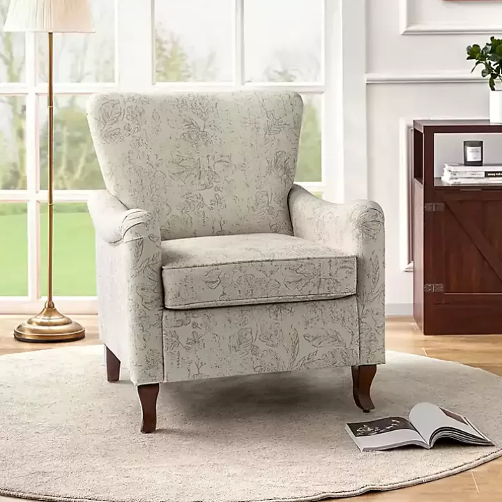 Discount Nicola Beige Linen Upholstered Armchair Accent Chairs