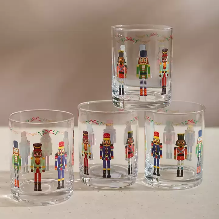 Hot Nutcracker Short Glass Tumblers, Set of 4 Glassware & Drinkware