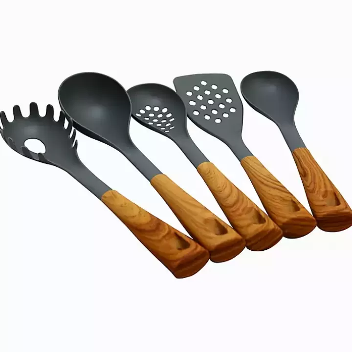 Fashion Nylon Wood Inspired 5-pc. Kitchen Tool Set Serving & Entertaining