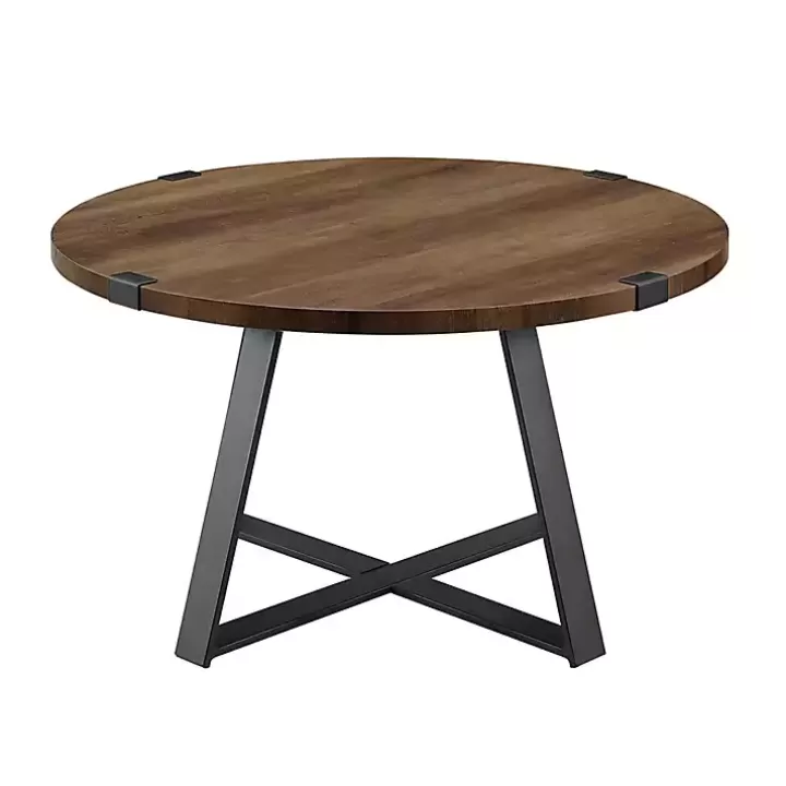 Discount Oak Urban Rustic Round Coffee Table Coffee Tables