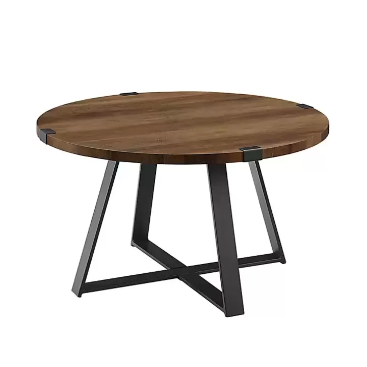 Discount Oak Urban Rustic Round Coffee Table Coffee Tables