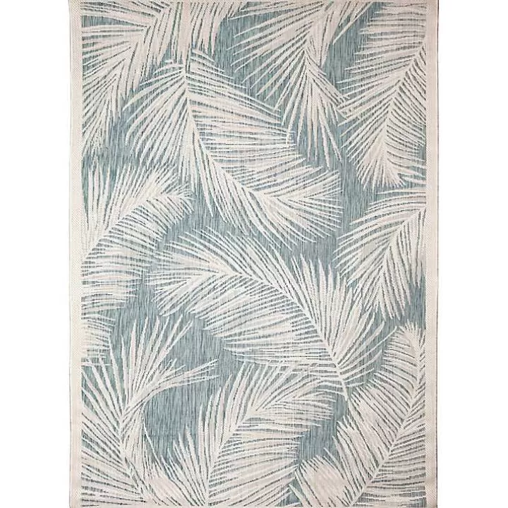 Sale Ocean Blue Palm Leaves Outdoor Area Rug, 6x9 Outdoor Rugs