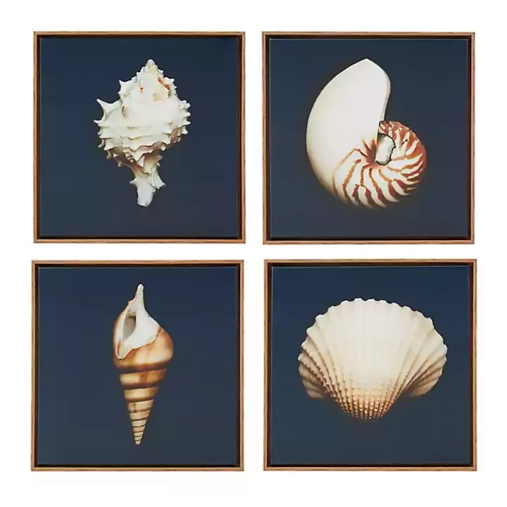 New Ocean Shell Framed Canvas Art Prints, Set of 4 Canvas Art