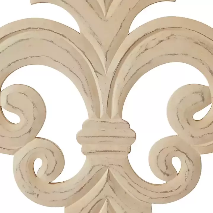 Best Sale Off-White Distressed Fleur De Lis Wall Decoration Wall Plaques