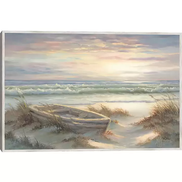 Flash Sale Old Rowboat on the Shore Framed Canvas Art Print Framed Art