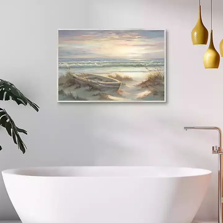 Flash Sale Old Rowboat on the Shore Framed Canvas Art Print Framed Art