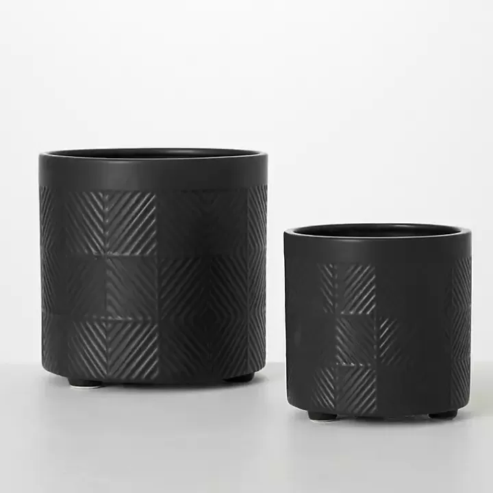 Clearance Onyx Textured Ceramic Footed Planters, Set of 2 Planters