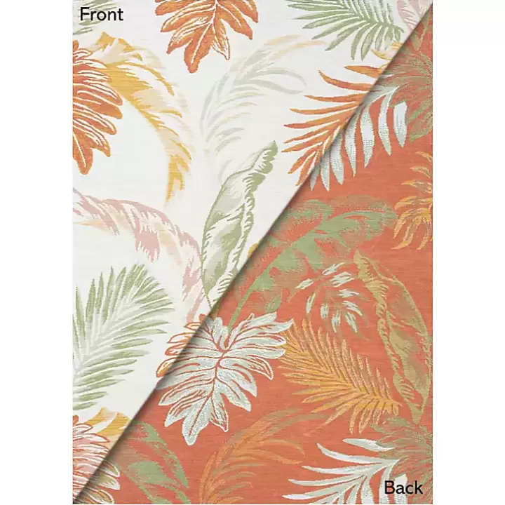 Outlet Orange & Green Palms Reversible Outdoor Rug, 5x7 Outdoor Rugs