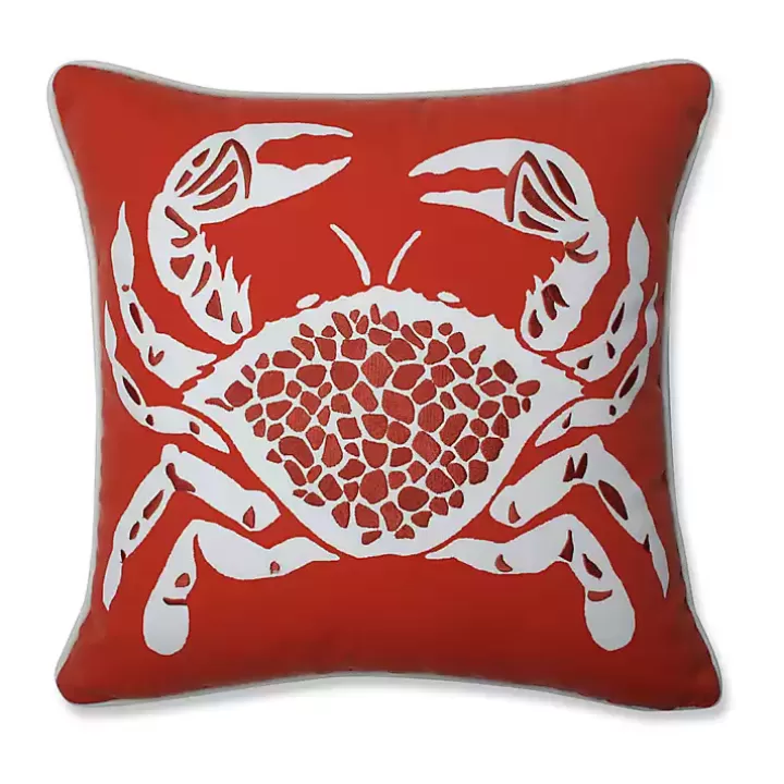 Shop Orange Calvin the Crab Outdoor Pillow Outdoor Cushions & Pillows