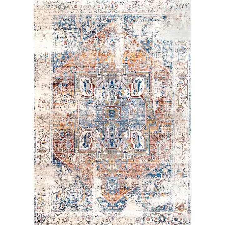 Flash Sale Orange Eli Medallion Fringe Area Rug, 5x8 Area Rugs