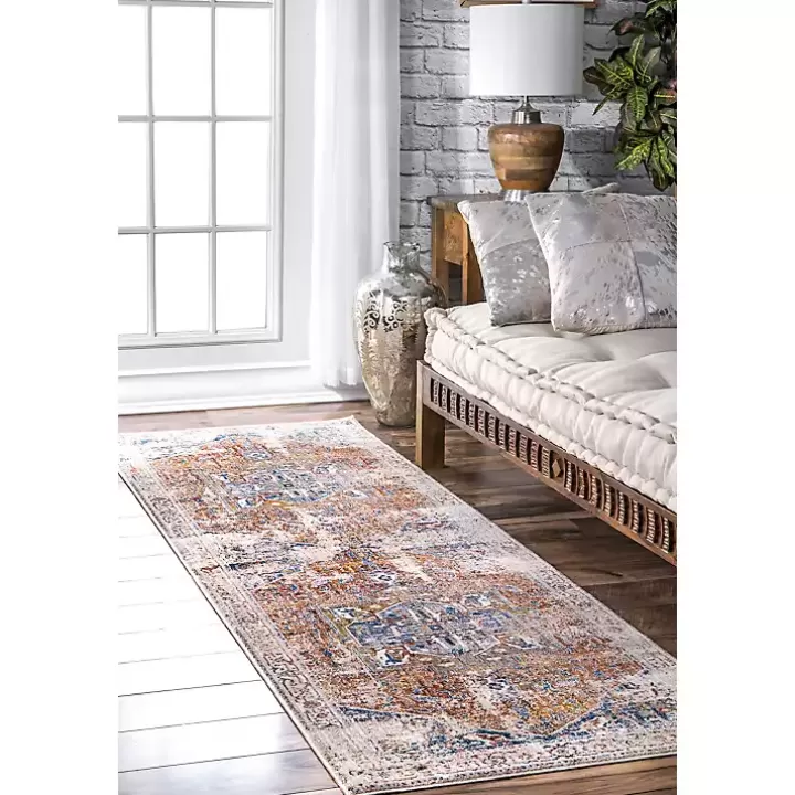 Fashion Orange Eli Medallion Fringe Runner Accent Rugs