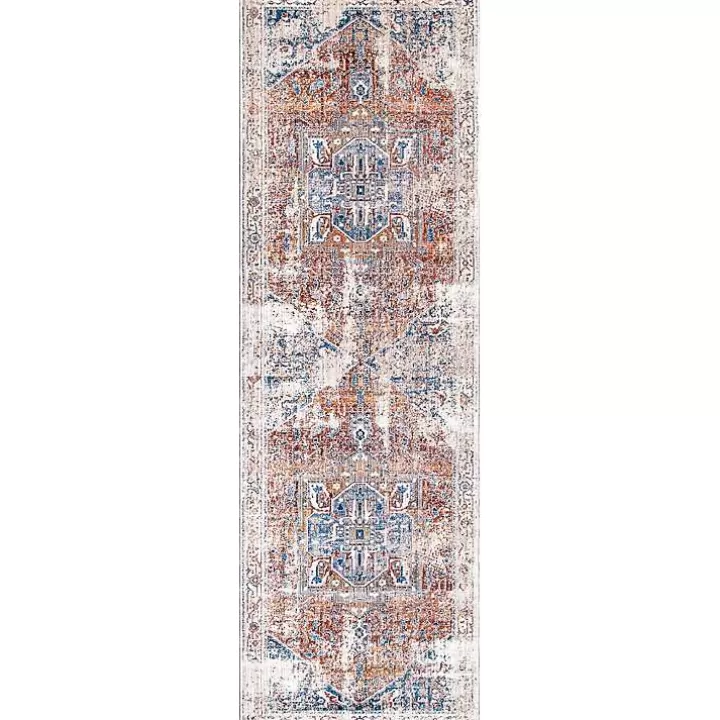 Fashion Orange Eli Medallion Fringe Runner Accent Rugs