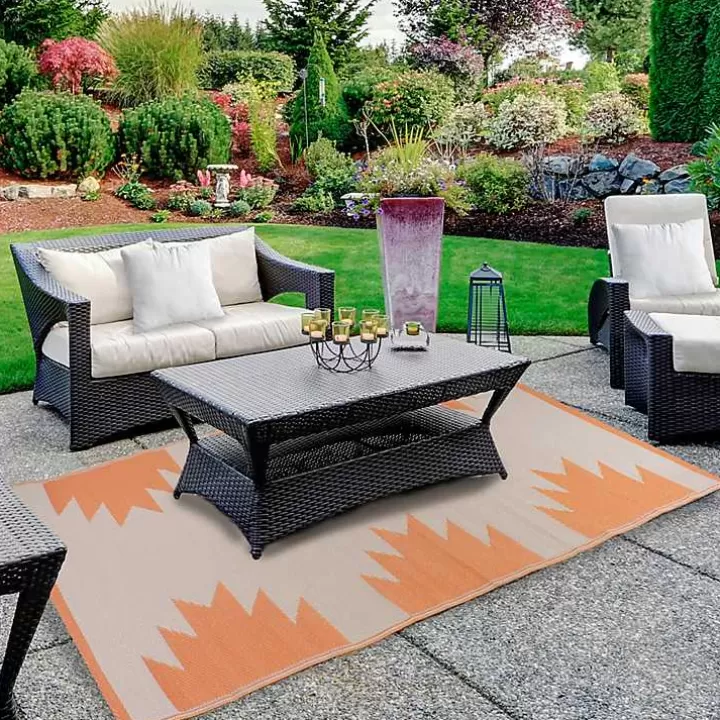 Sale Orange Geometric Outdoor Area Rug, 4x6 Outdoor Rugs