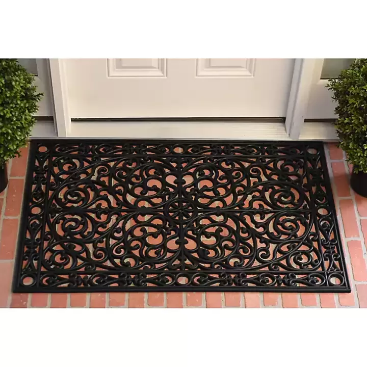 Discount Ornate Art Deco Rubber Doormat, 36x24 in. Doormats