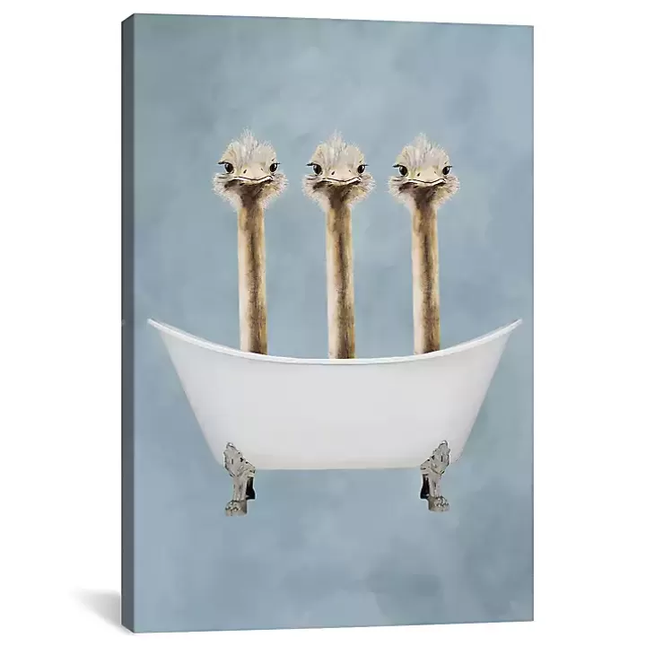 Online Ostriches in Bathtub Canvas Art Print Canvas Art