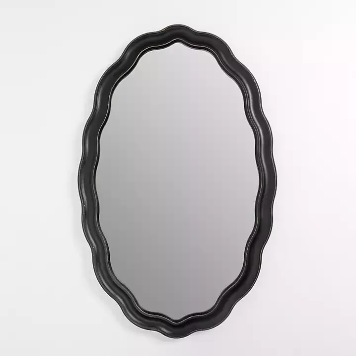 Sale Oval Catorina Black Wavy Wall Mirror Decorative Mirrors