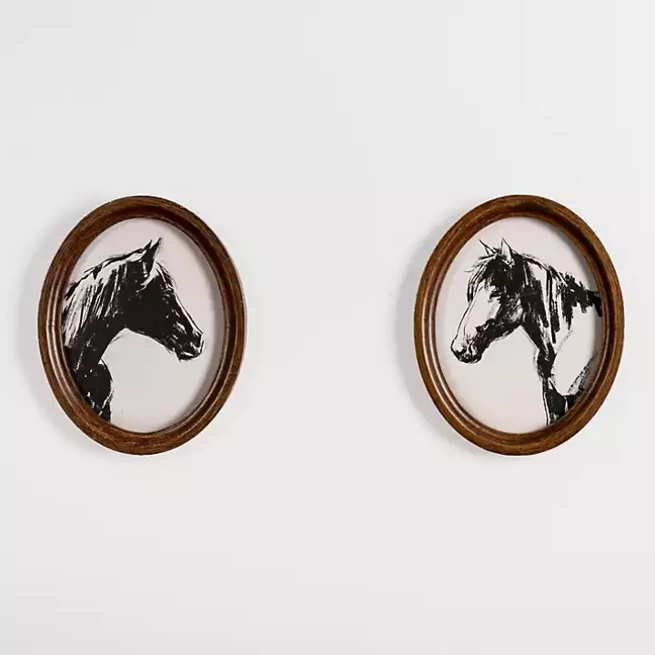 Hot Oval Horse Portrait Framed Art Prints, Set of 2 Framed Art