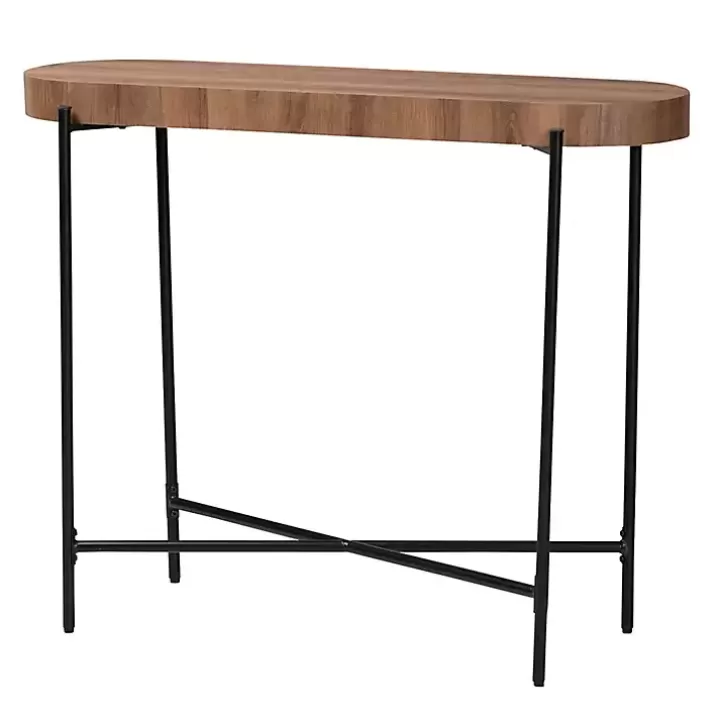 Sale Oval Light Wood X Base Console Table Console Tables