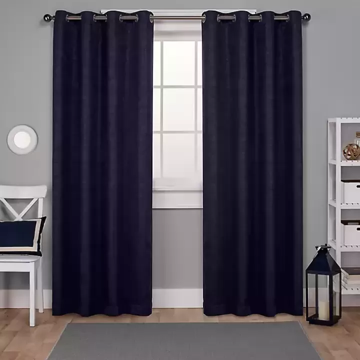 New Oxford Navy Thermal Curtain Panel Set, 84 in. Curtains & Drapes