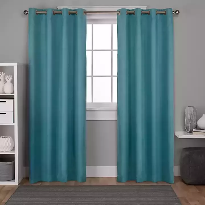 Discount Oxford Teal Thermal Curtain Panel Set, 84 in. Curtains & Drapes